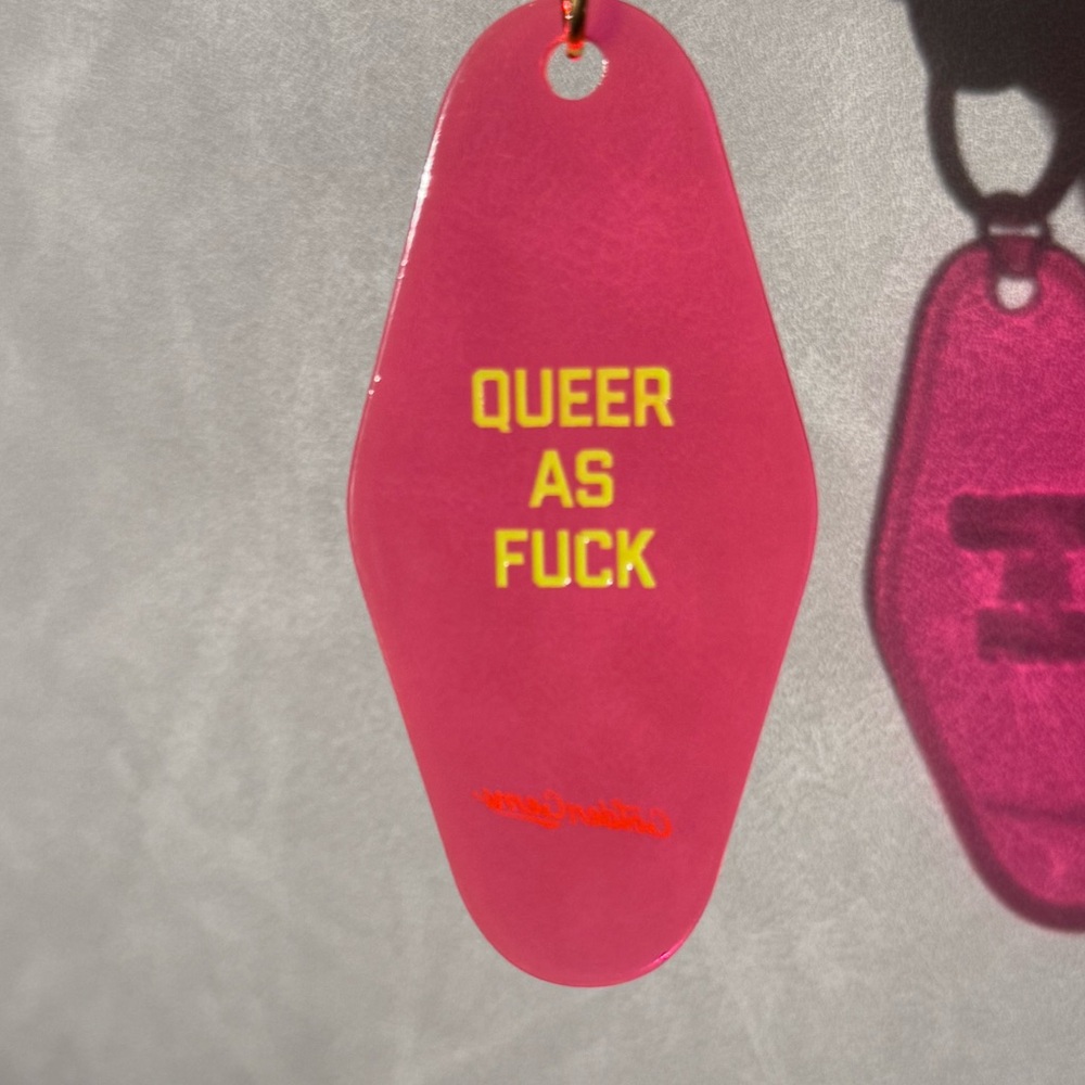 Queer As F Keychain Tag in Pink